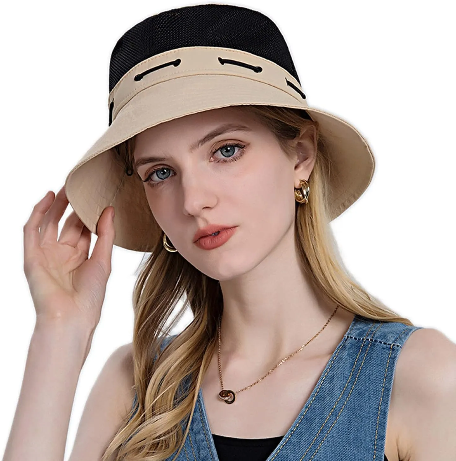 Women Sun Hat Wide Brim Protection Beach Hat Adjustable Bucket Hat Summer Hats Dark Bucket Hats for Men