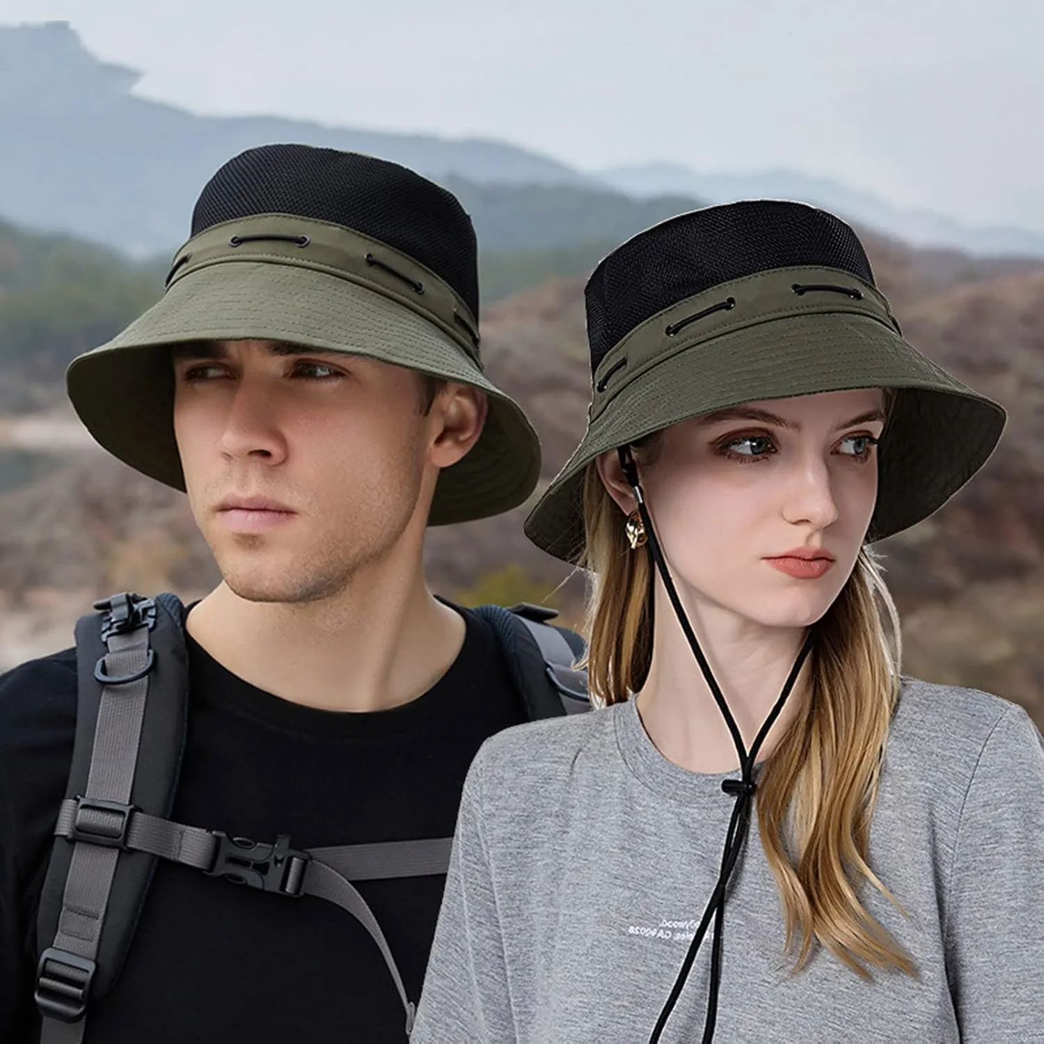 Women Sun Hat Wide Brim Protection Beach Hat Adjustable Bucket Hat Summer Hats Dark Bucket Hats for Men