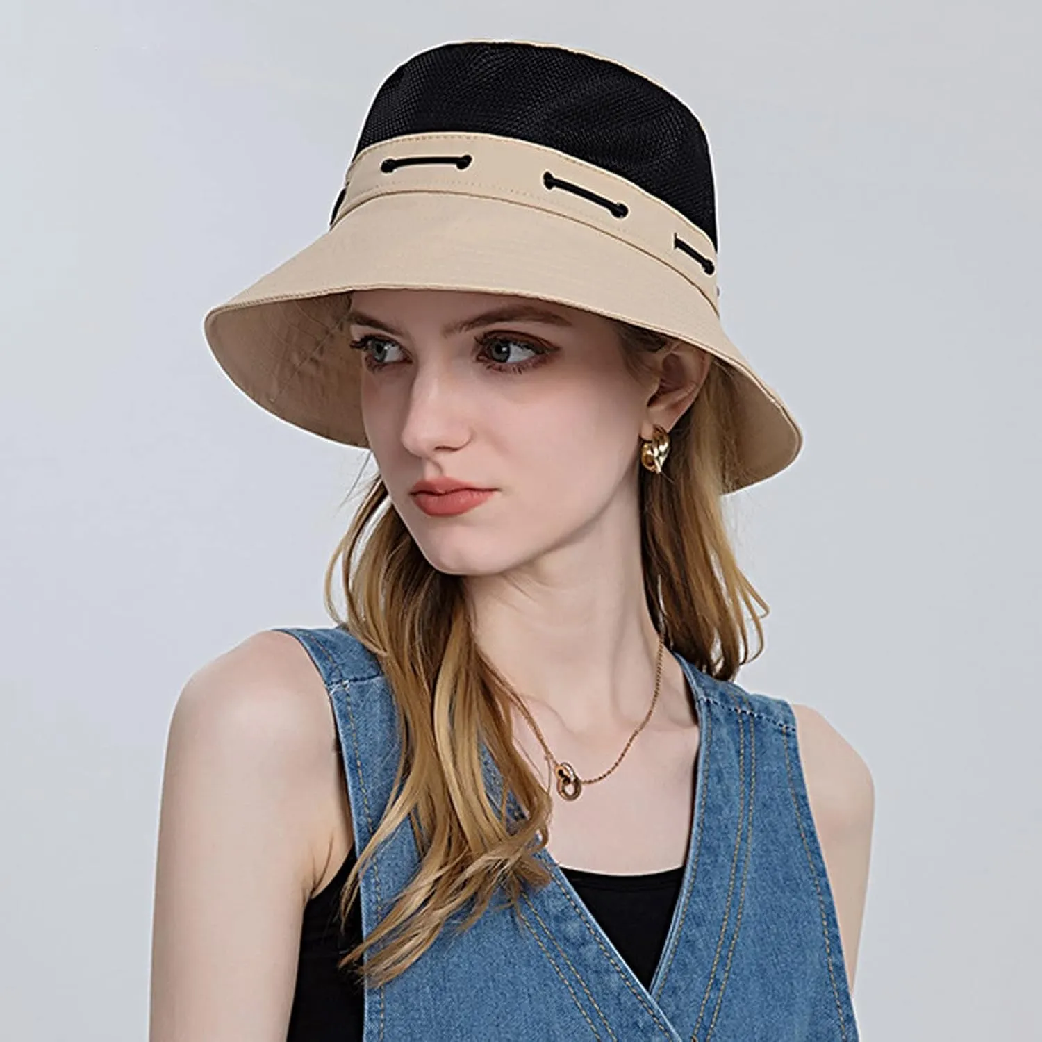 Women Sun Hat Wide Brim Protection Beach Hat Adjustable Bucket Hat Summer Hats Dark Bucket Hats for Men