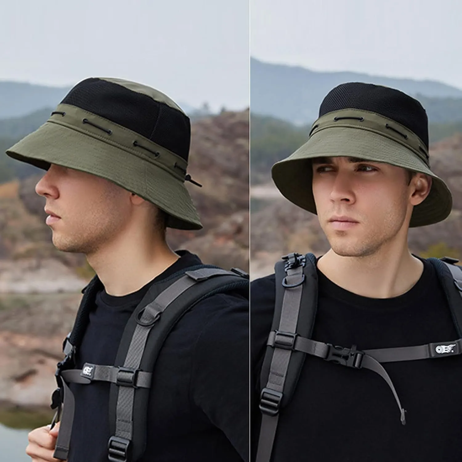 Women Sun Hat Wide Brim Protection Beach Hat Adjustable Bucket Hat Summer Hats Dark Bucket Hats for Men