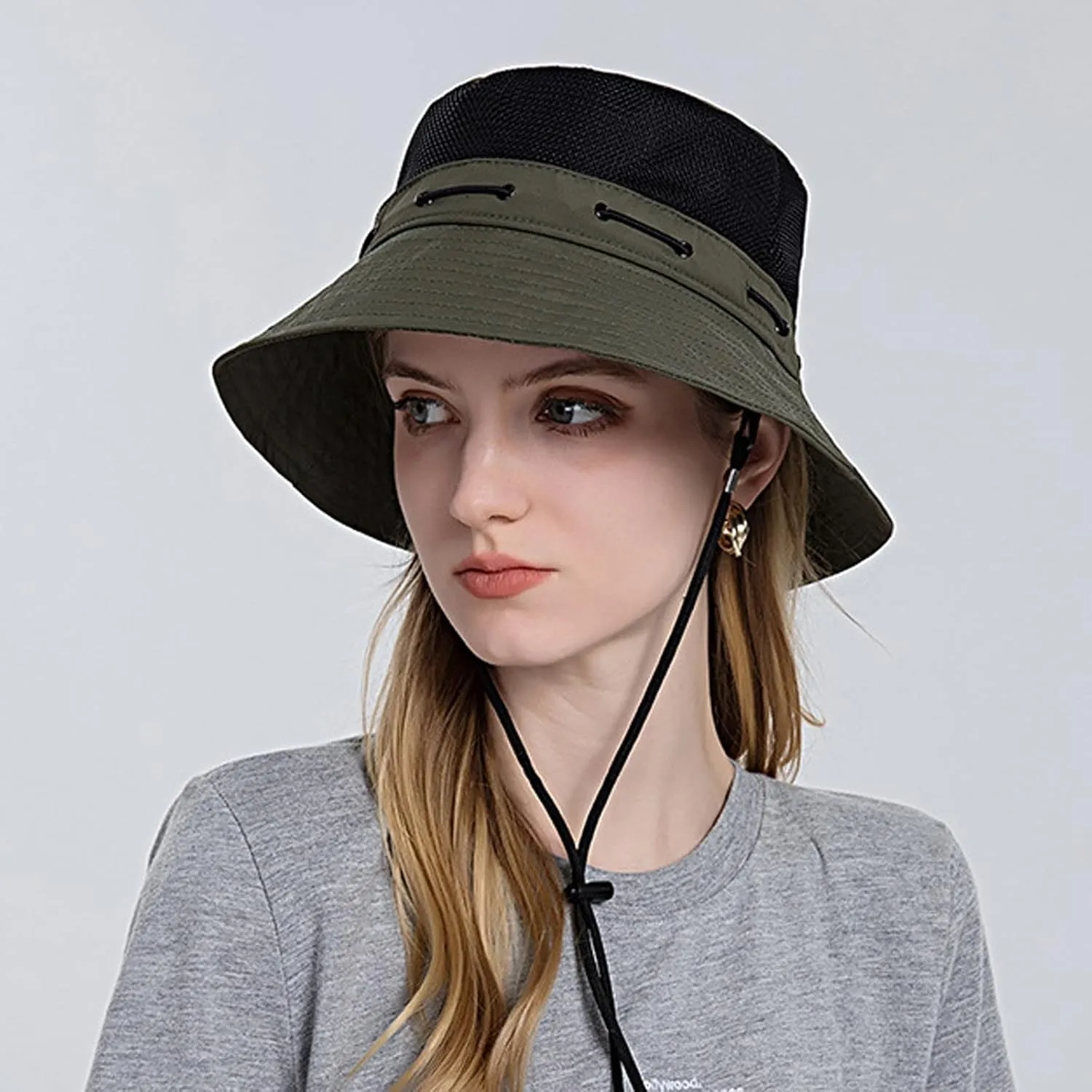 Women Sun Hat Wide Brim Protection Beach Hat Adjustable Bucket Hat Summer Hats Dark Bucket Hats for Men