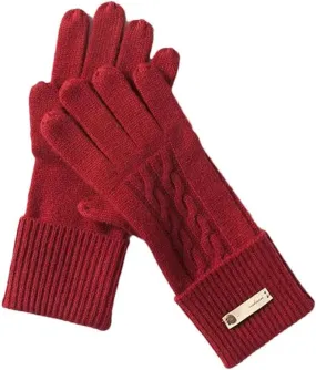 Women’S 100% Cashmere Twisted Knit Solid Long Gloves Winter Thicken Ultra Soft Ribbed Cuffs Mittens
