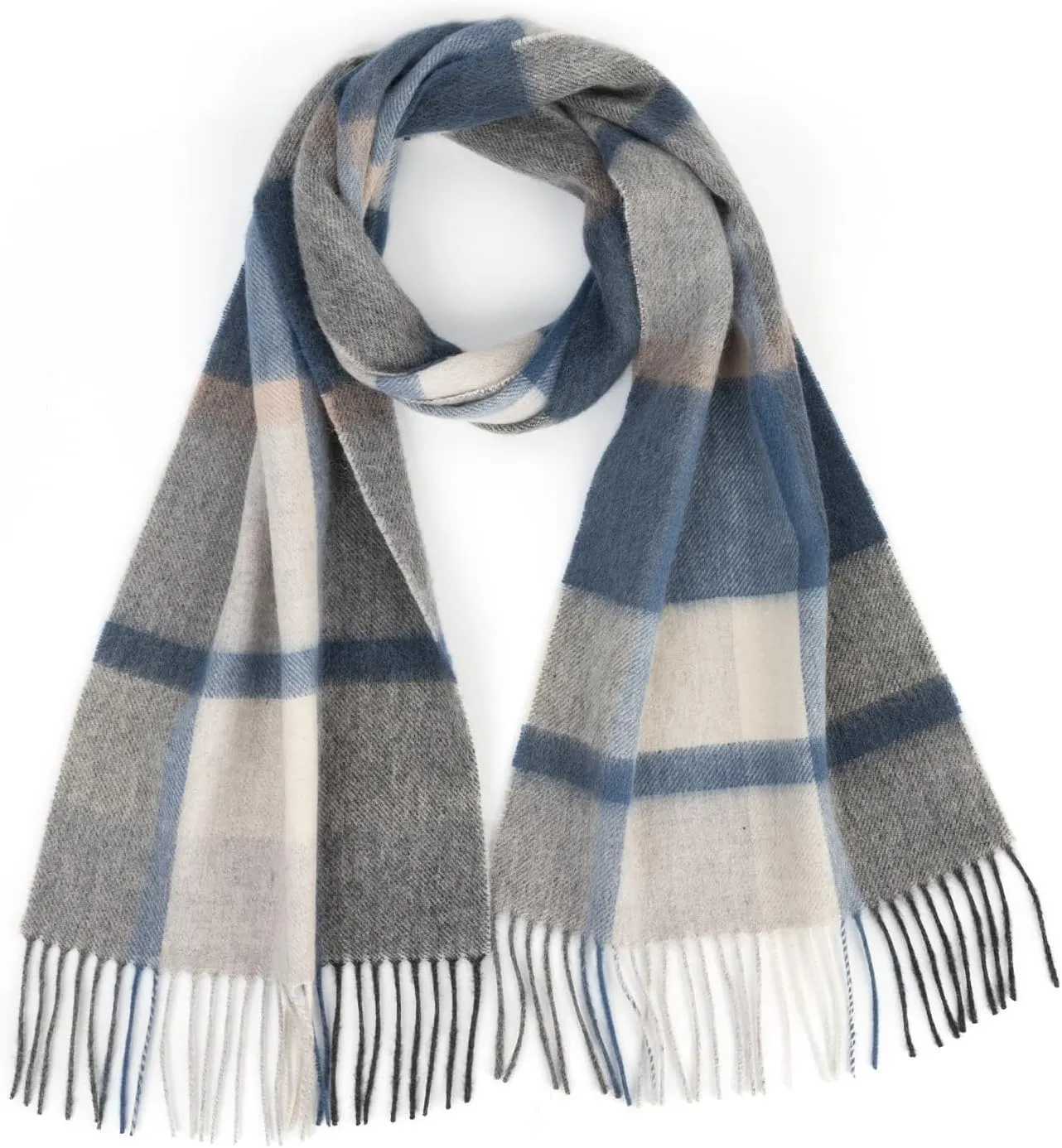 Womens Wool Scarf Plaid Blanket Winter Scarves for Women Tassel Warm Soft Large Long Shawl Scarves Chunky Lattice Scarf