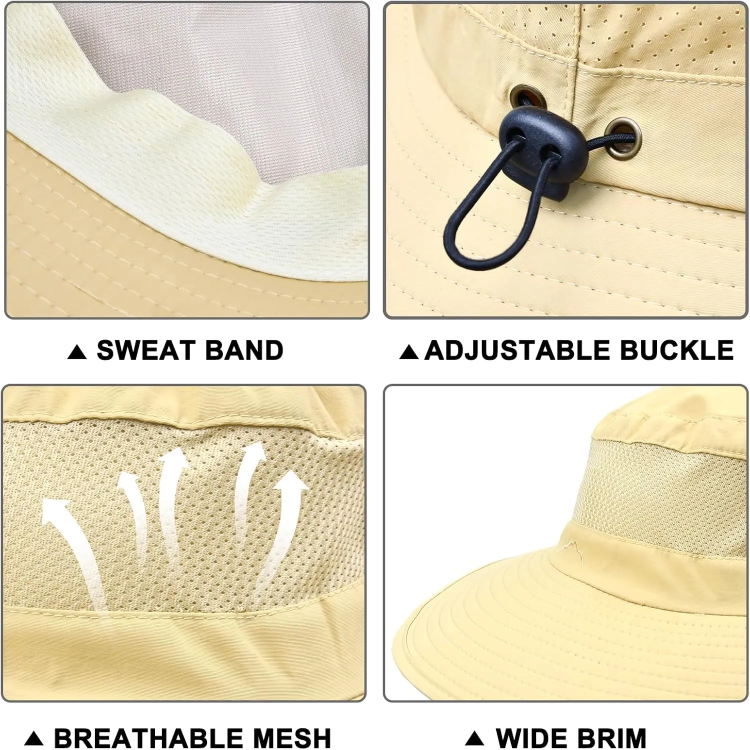 ZOORON Sun Hats for Men Women Fishing Hat with Neck Flap,UPF 50  Sun Hat Waterproof Wide Brim Bucket Hats for Safari Hiking