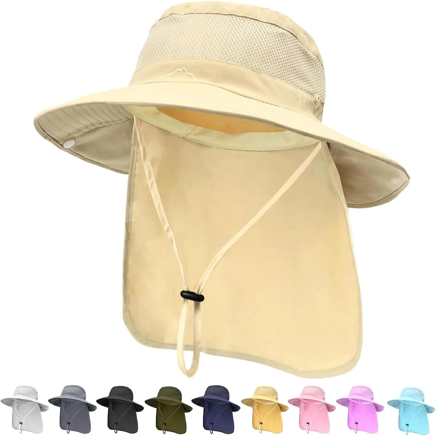 ZOORON Sun Hats for Men Women Fishing Hat with Neck Flap,UPF 50  Sun Hat Waterproof Wide Brim Bucket Hats for Safari Hiking
